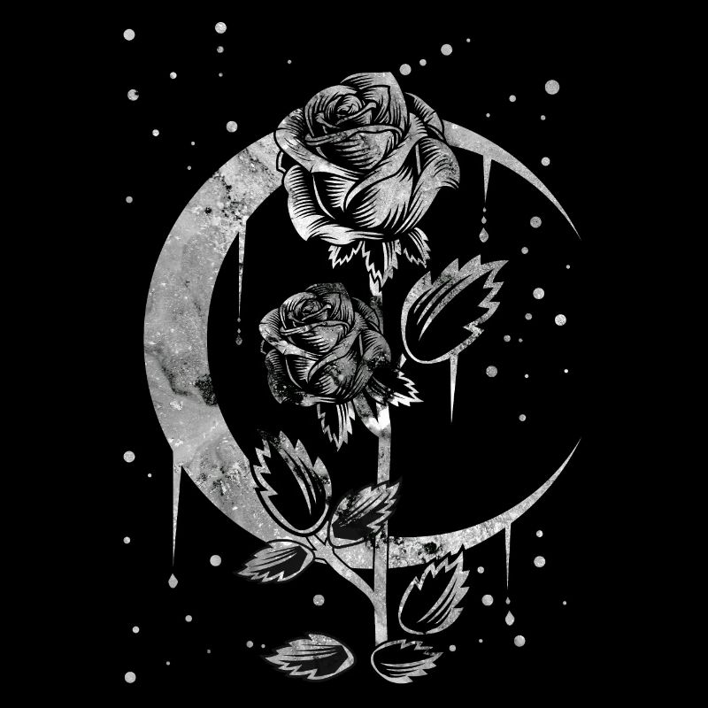 Gothic Moon Rose Mondsichel Witchy Kunst
