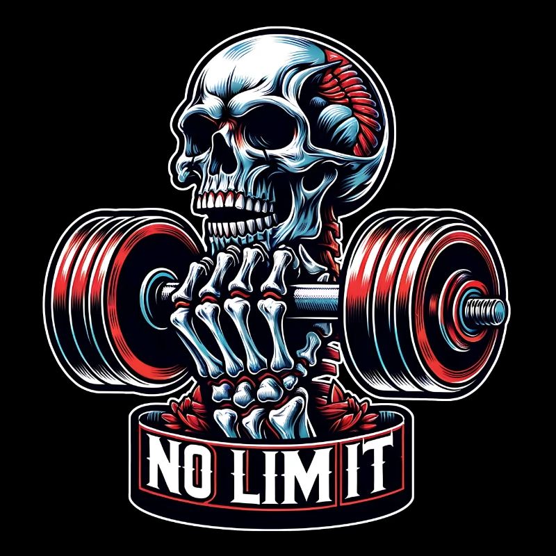 Crâne de musculation No Limit Workout avec haltère