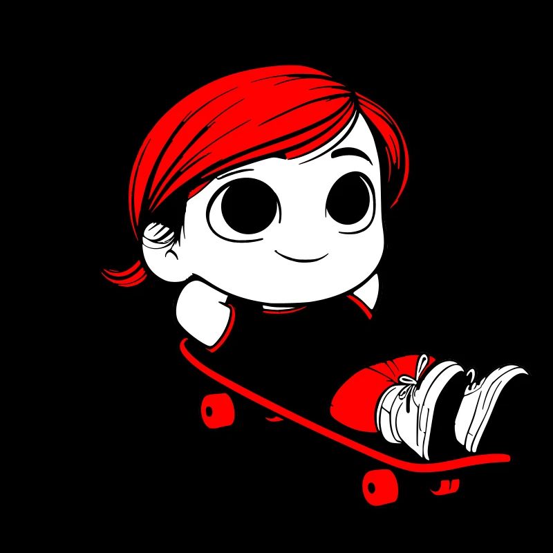 Kathi se détend sur une planche à roulettes.