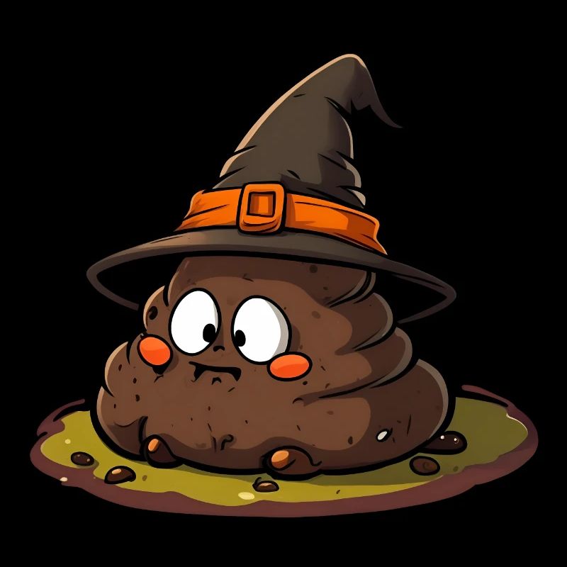 Drôle de tas de caca d’Halloween avec chapeau de sorcière.