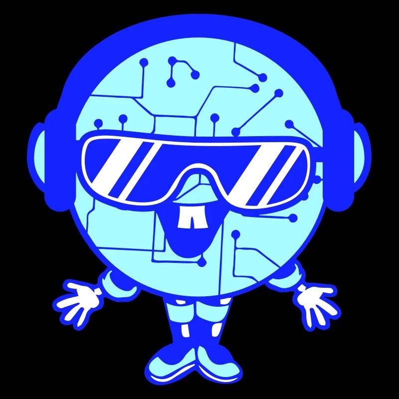 DJ Data Microchip Nerd Geek Face Party Music