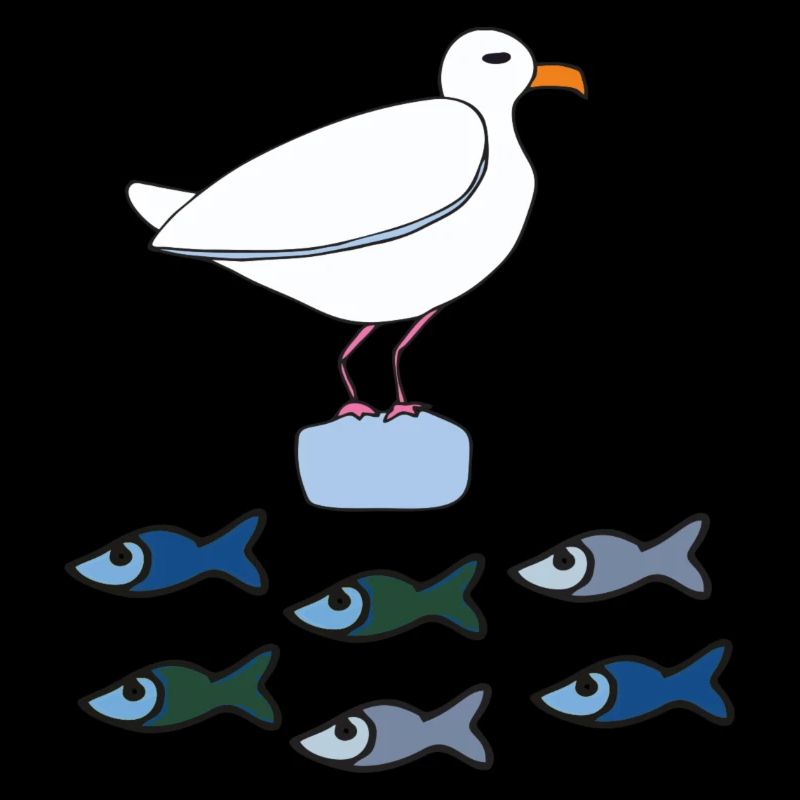möve mit fischen