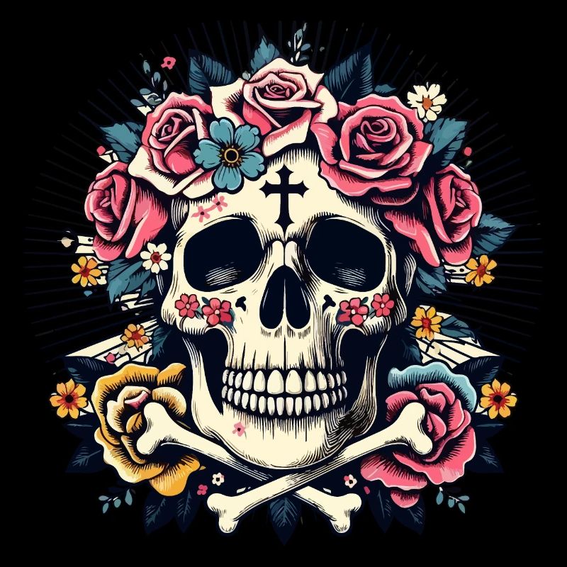 Crâne avec des fleurs