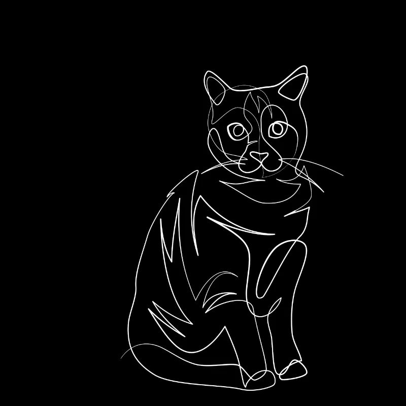 Chat comme chat de ligne une ligne art