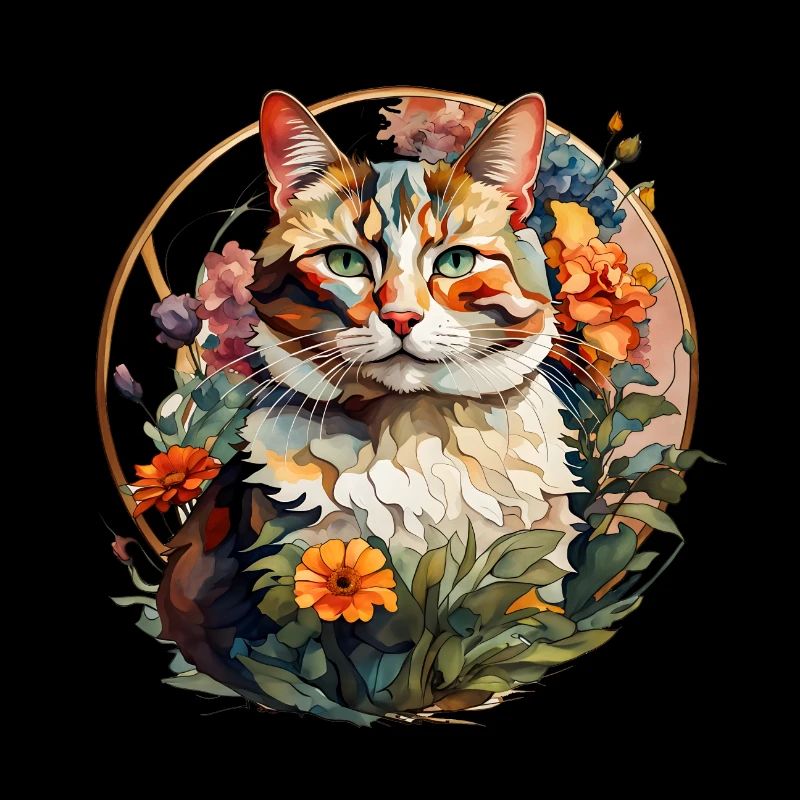 Katzenportrait im Jugendstil