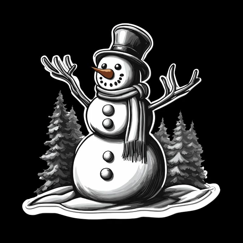 Schneemann / Winter / Schnee / Comic / kalt