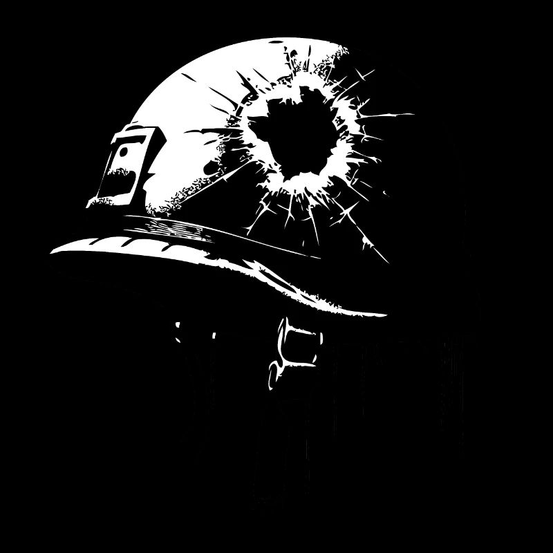 Kriegshelm mit Einschussloch | Antikriegsbild