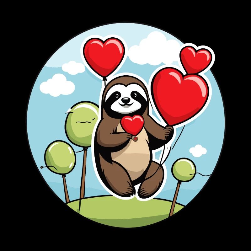 Faultier Herz Illustration Valentinstag