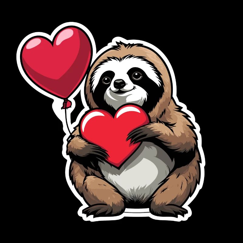 Faultier Herz Illustration Valentinstag