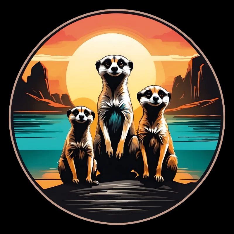 Trois suricates cool assis sur une colline