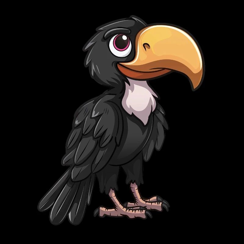 Oiseau de dessin animé mignon avec un gros bec