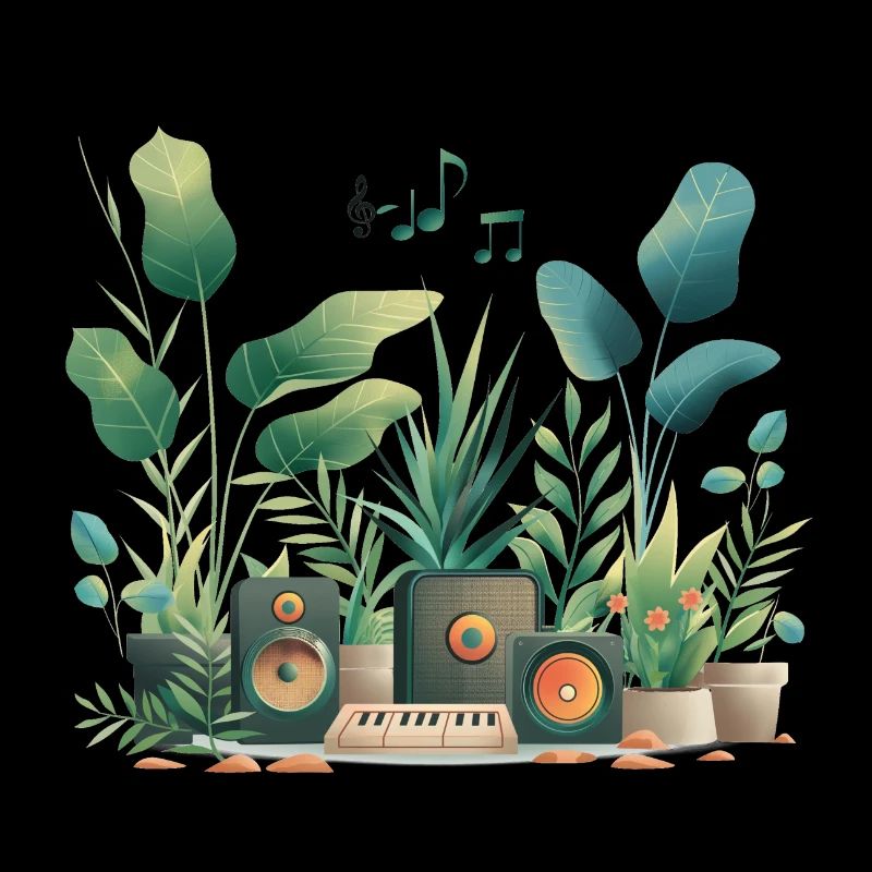 Plantes et musique - Impression de mode de haute qualité