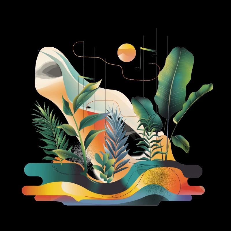 Plantes et musique - Impression de mode de haute qualité
