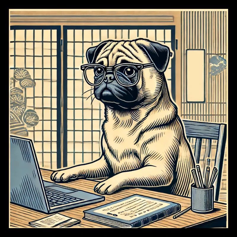 Japan Ukijo e Stil Schreibtisch Mops