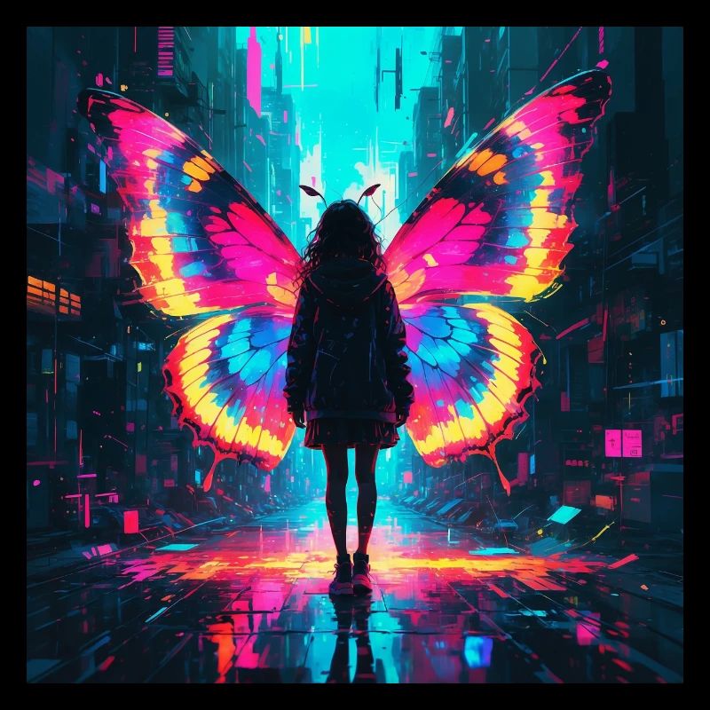 Neon Schmetterling Metamorphose