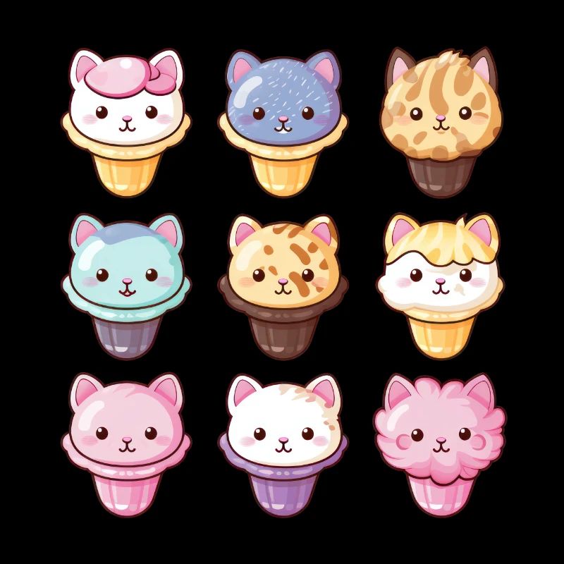 Cute Kawaii Cat Anime Ice Cream Candy