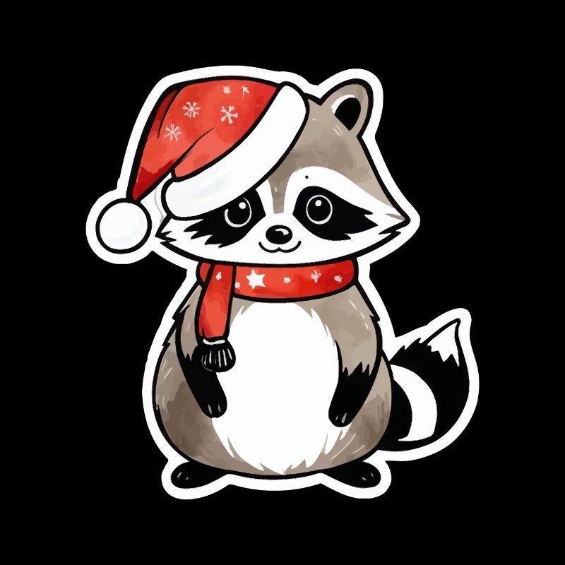 Raton laveur Noël Aquarelles