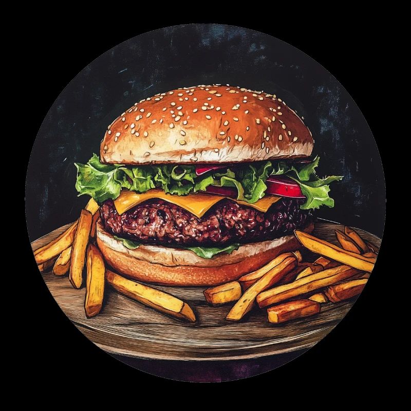 Saftiger Burger mit knusprigen Pommes