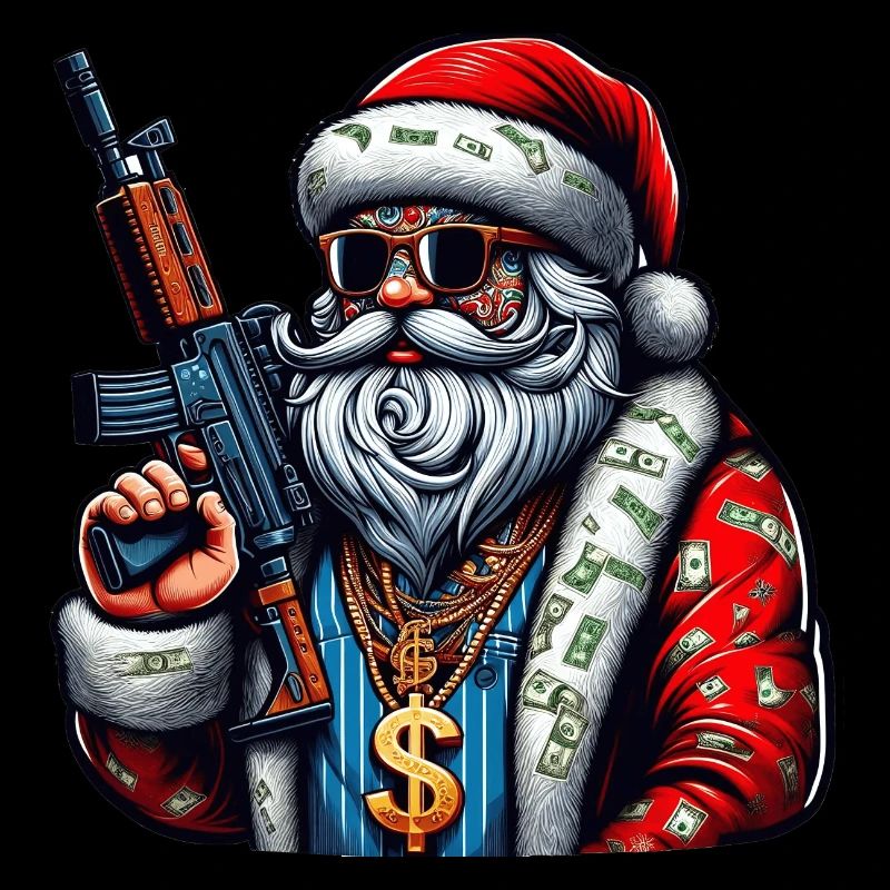 Weihnachtsmann mit AK 47