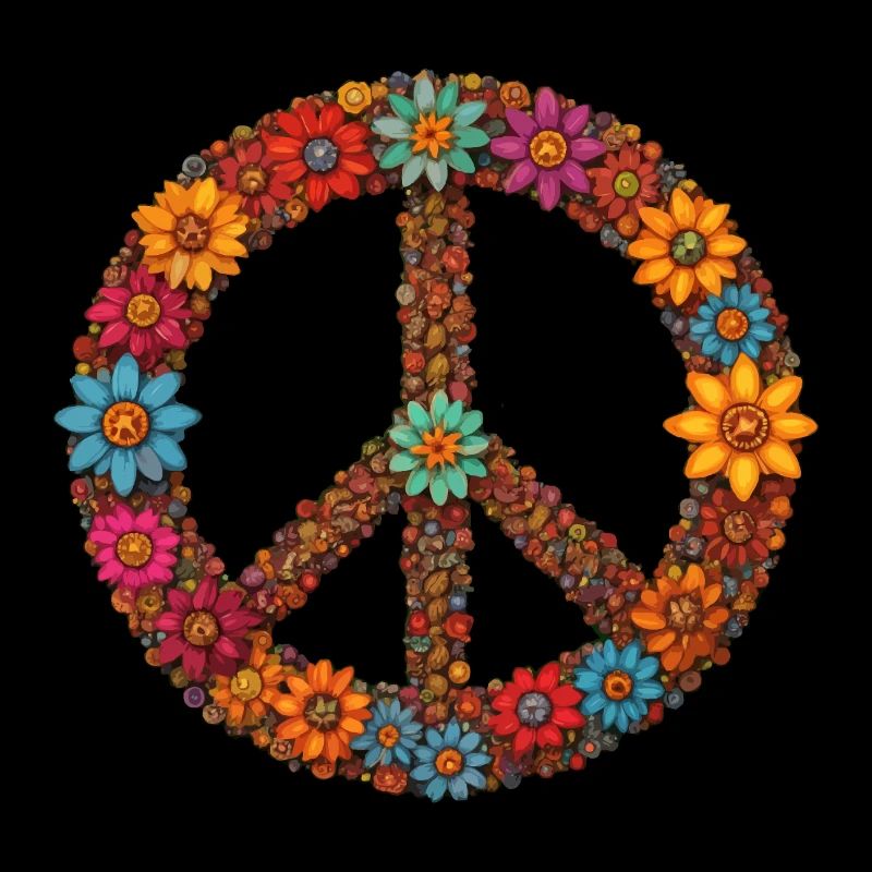 Symbole de paix avec des fleurs