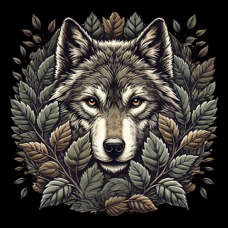 Geheimnisvoller Wolf im Wald