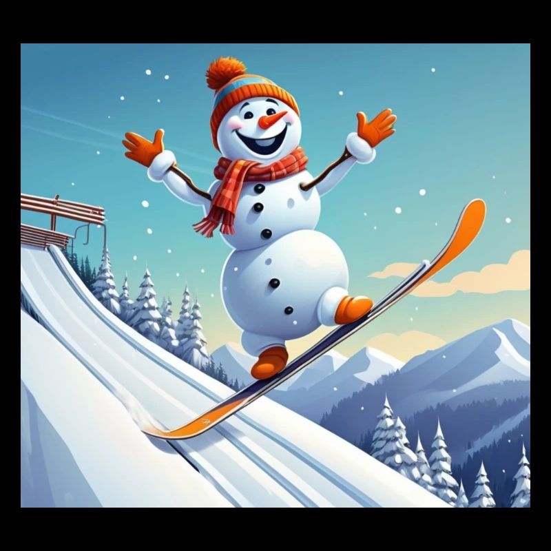 Snowman on Snowboard – Jump into Winter
