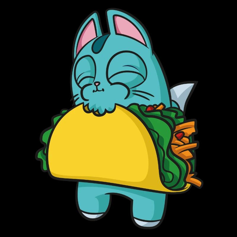 Lost Kitties Chomp Blue Cat Eating Taco