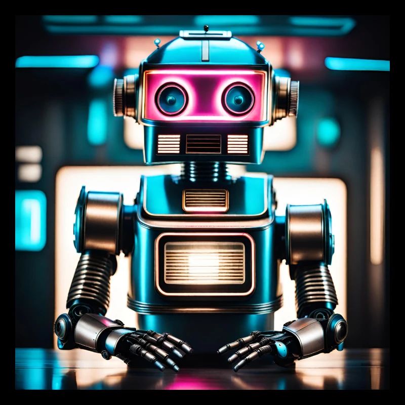 A robot with a glowing visor