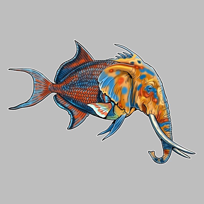 Fantastic creature: half elephant, half fish