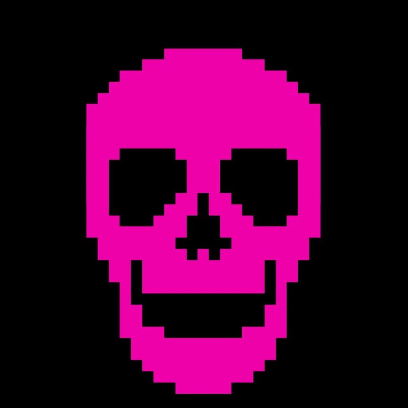Pixel skull skull skull with headphones