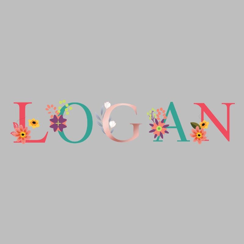 LOGAN Art du nom avec fleurs brodées