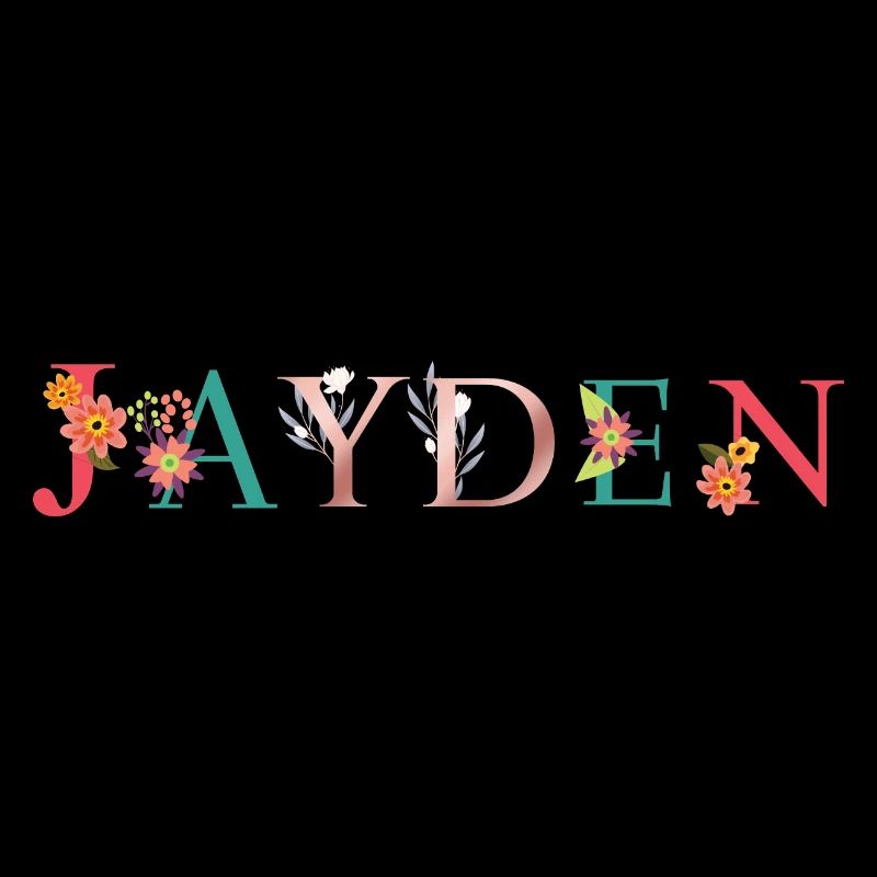 JAYDEN Prénom Art avec fleurs brodées