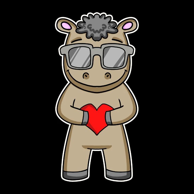 Cooles Pferd mit Brille und Herz