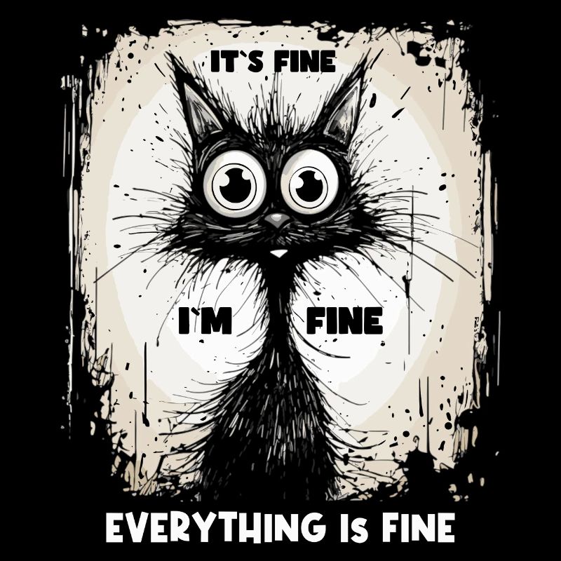 Katze Spruch It´s Fine I´m Fine Everything Is Fine