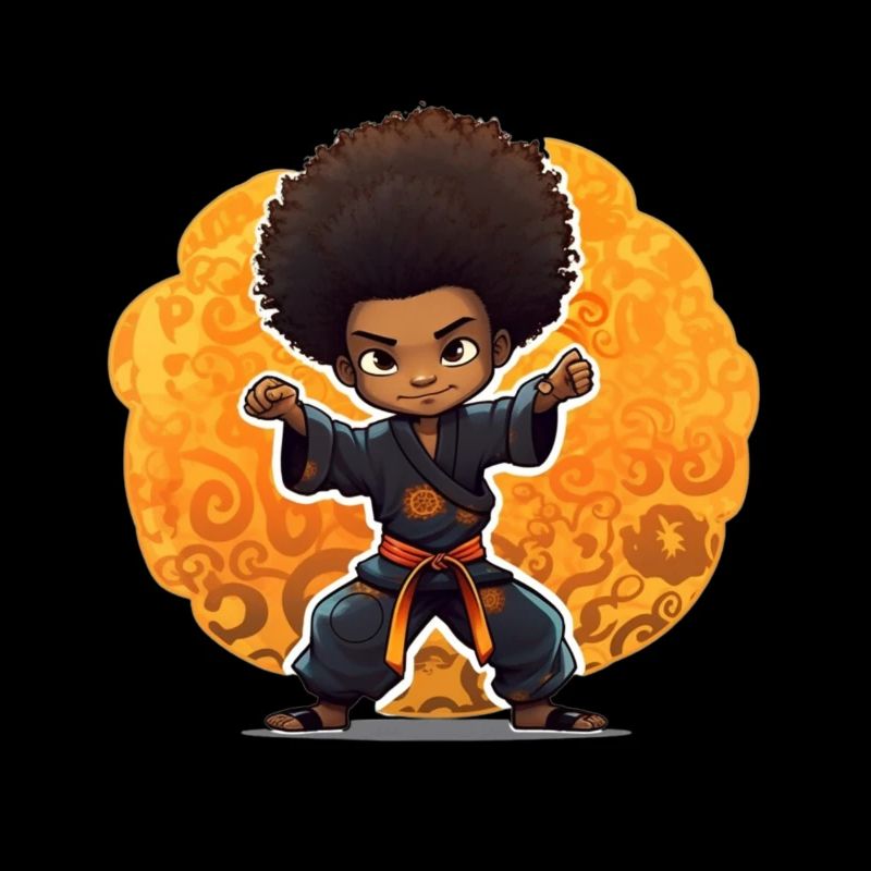 Kampfkunst-Kind mit Afro-Style