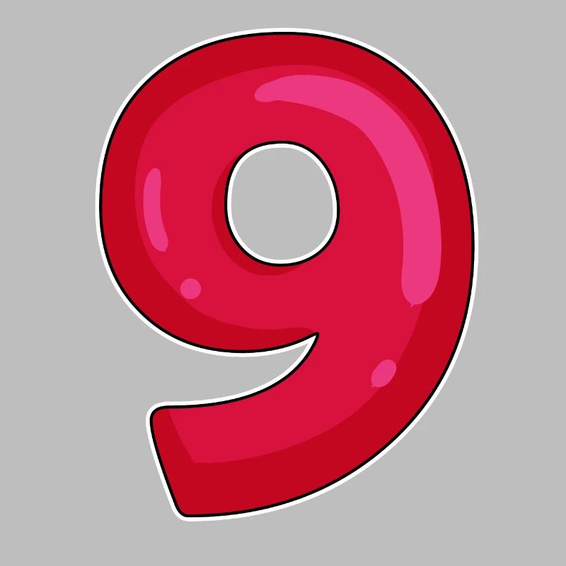 NEUN - 9 - Ziffer rot