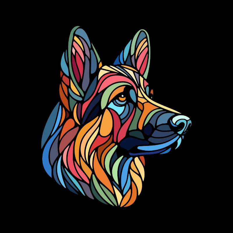 Deutscher Schäferhund Hundekopf Geometrie Polygon Kunst