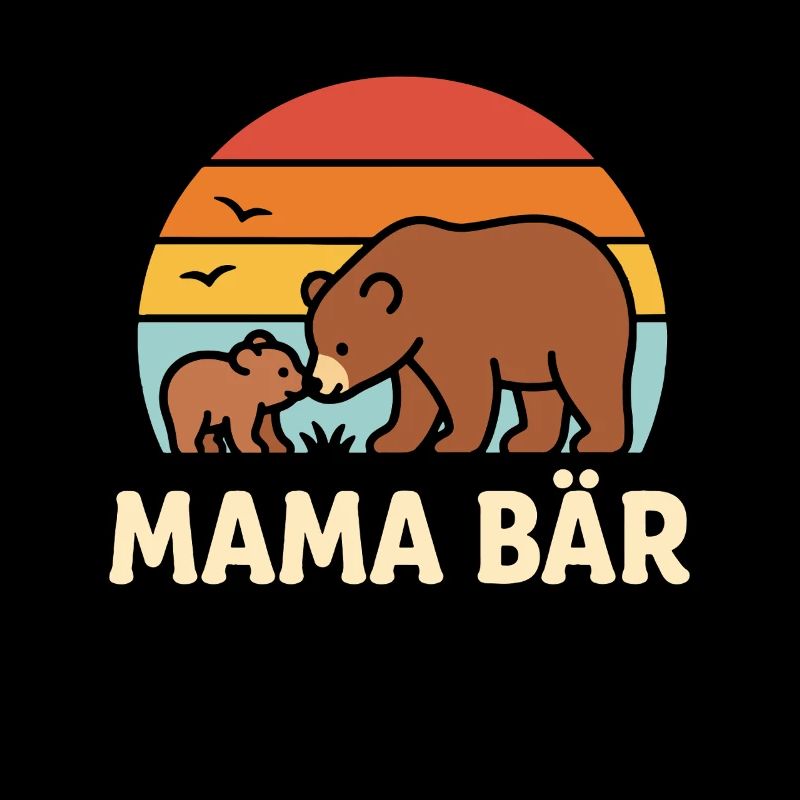 Mama Bär Retro Sonnenuntergang süßes Mutter Kind