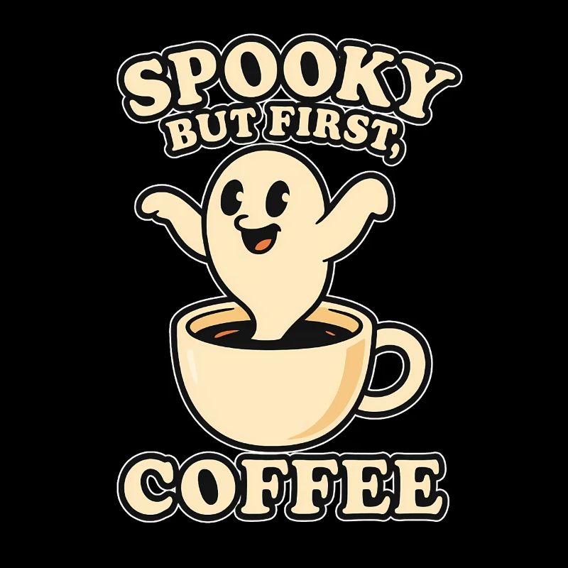 Spooky Kaffee Motiv mit Kuschelgeist