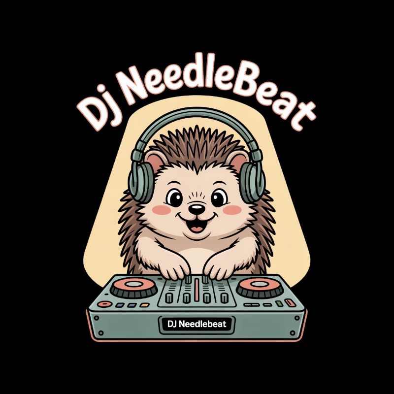 Dj NeedleBeat hérisson DJ avec des écouteurs sur le podium