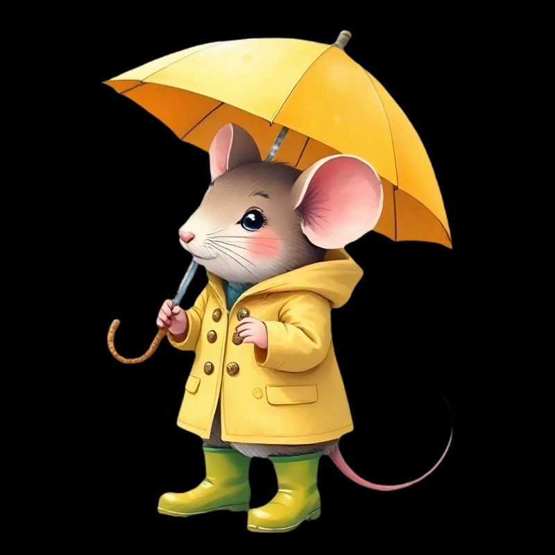 Souris en imperméable jaune