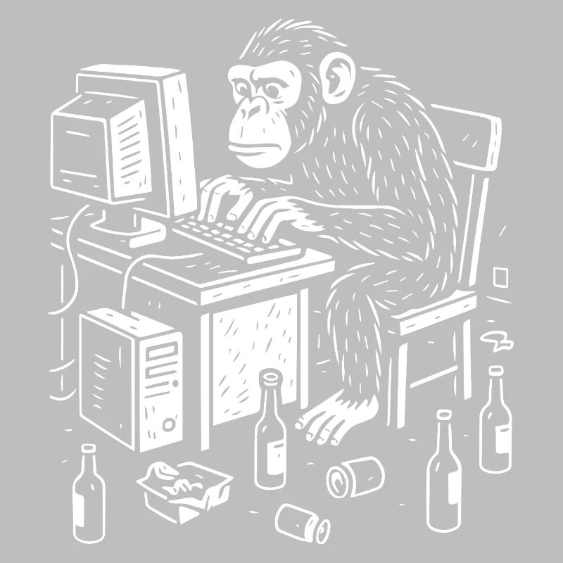 Schreibtischgebundener Affenprogrammierer
