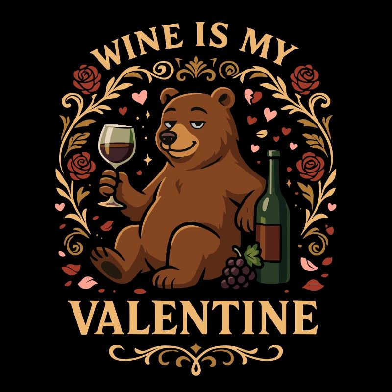 Wine Is My Valentine Bear