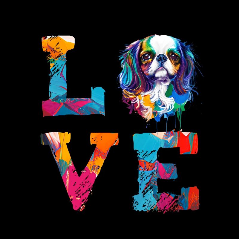 King Charles Spaniel liebt bunte, abstrakte Farben