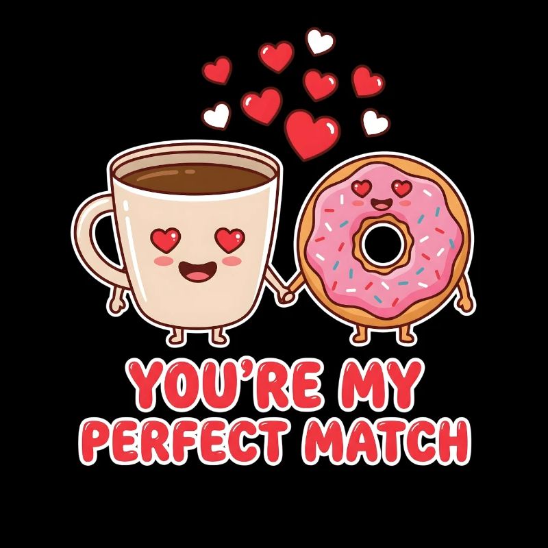 Du bist mein perfektes Match Kaffee-Donut-Valentinstag