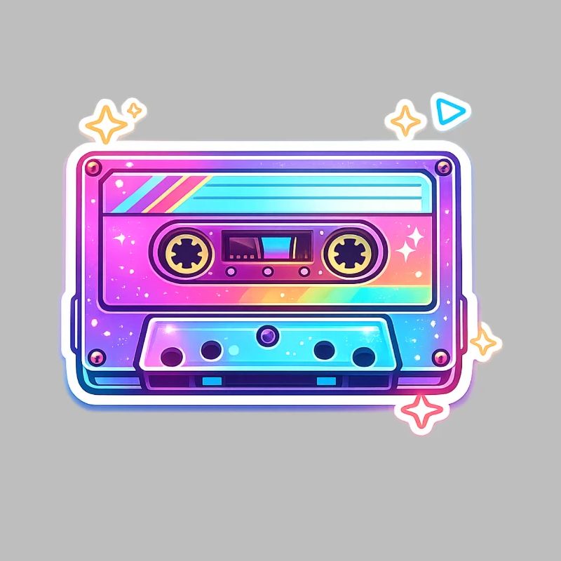 Neon Rainbow Cassette Sticker