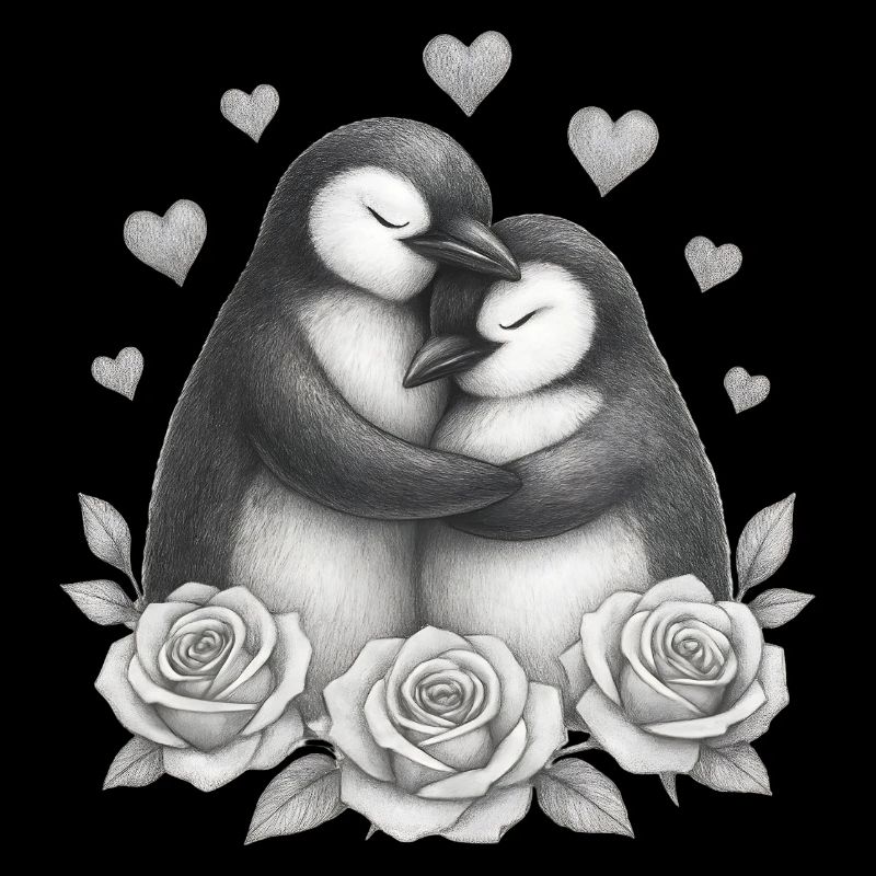 Love Duo Penguin Roses