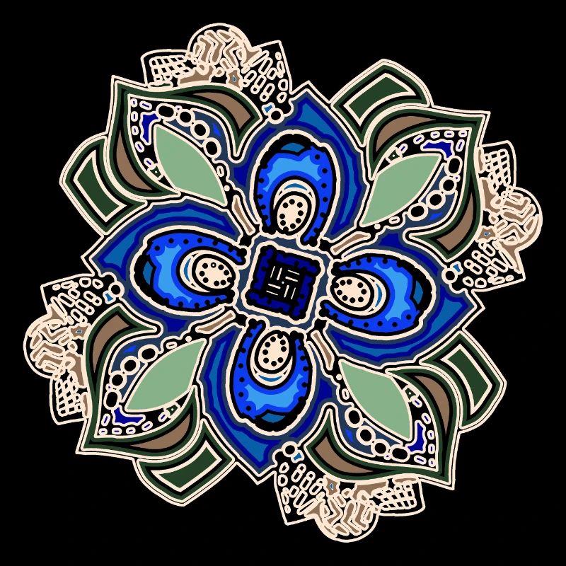 Blaugrüne extravagante Mandala-Blume