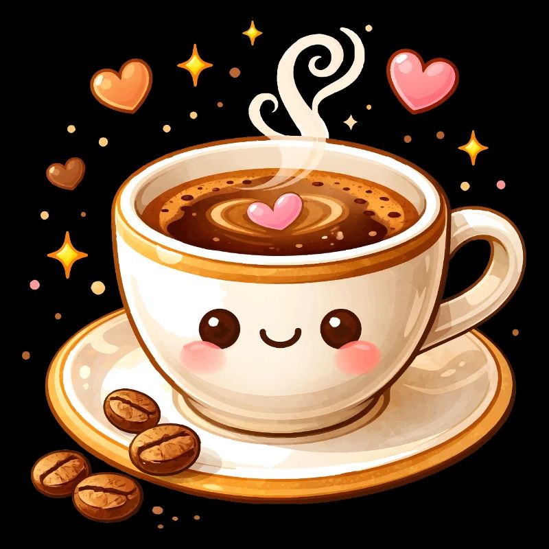 Cute Coffee Mug with Face Illustration