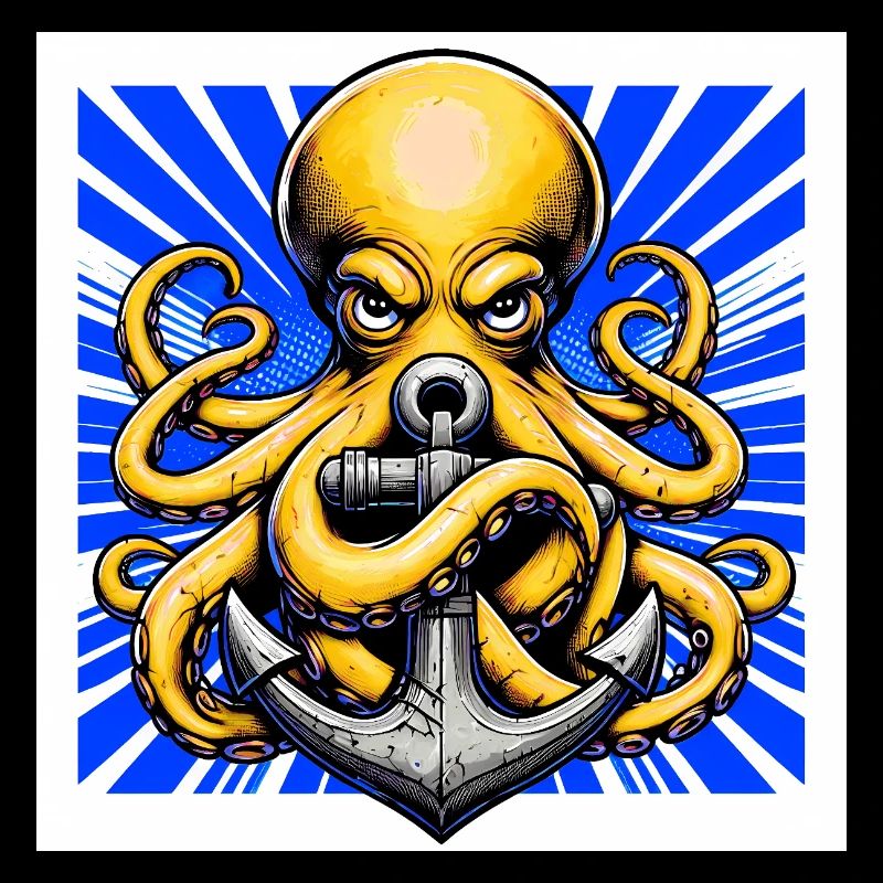 Oktopus umarmt einen Anker